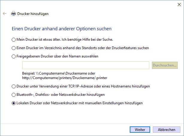 Drucker_Manuellhinzufügen_Windows10